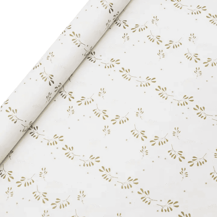 Mistletoe White Recycled Christmas Wrapping Paper