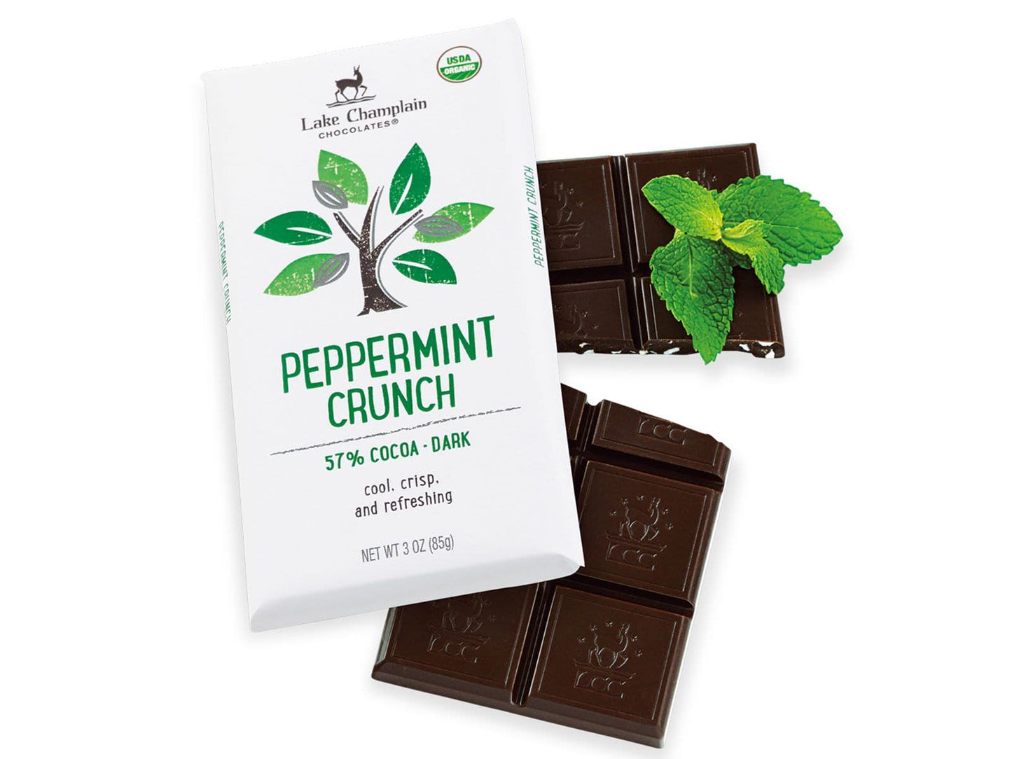 Lake Champlain Organic Peppermint Crunch Dark Chocolate Bar