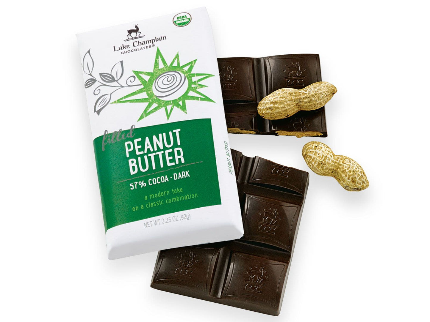 Lake Champlain Organic Bar Dark Chocolate Peanutbutter - 3.00oz