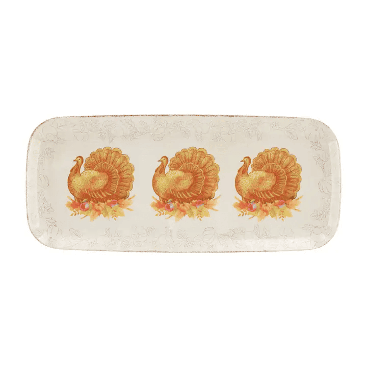 Glitter Turkey 15" Melamine Rectangle Tray