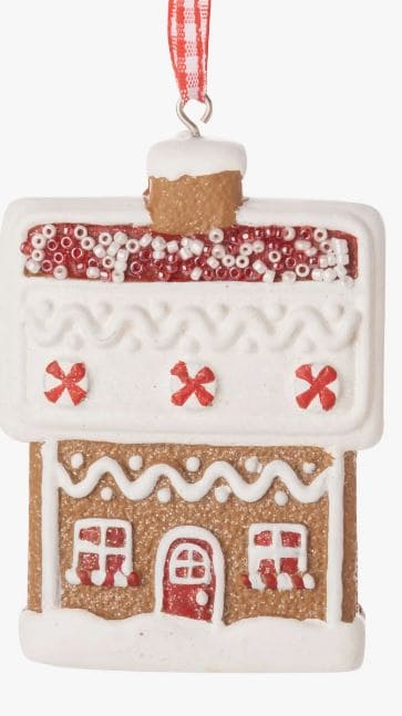 Gingerbread House Ornament - Red