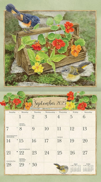 Birds in The Garden 2025 Wall Calendar