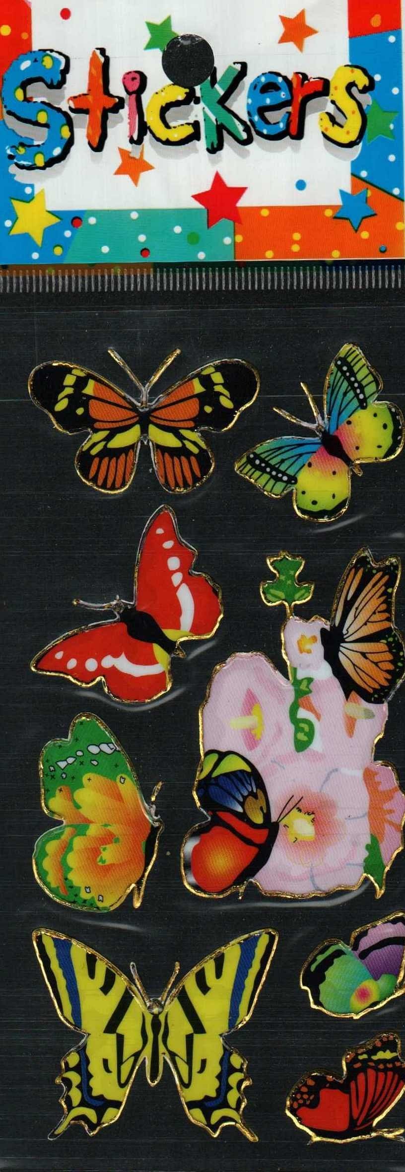 Full Color Sticker Sheet -  Floral Butterfly 8 pc - Shelburne Country Store