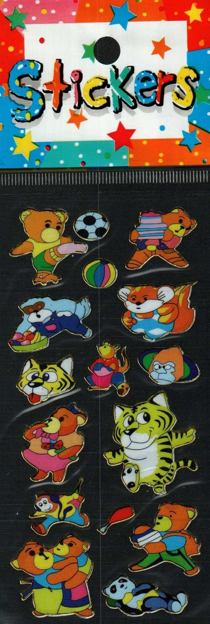 Full Color Sticker Sheet -  Cartoon Play Animals - Shelburne Country Store