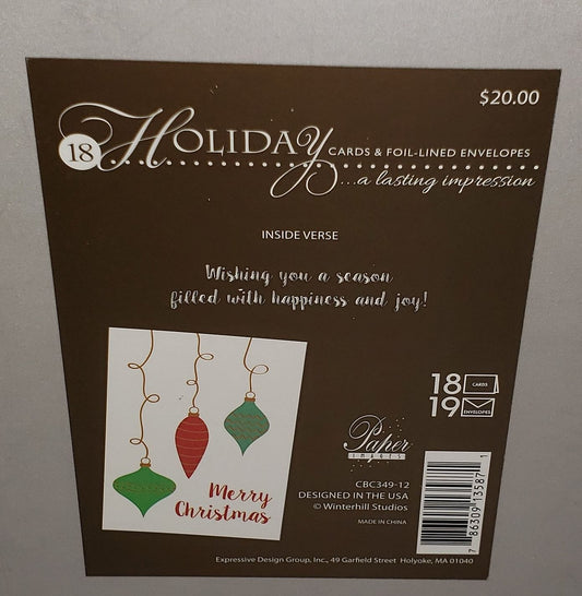 Holiday Luxury Favorites 18 Card Box - Festive Ornament Trio - Shelburne Country Store