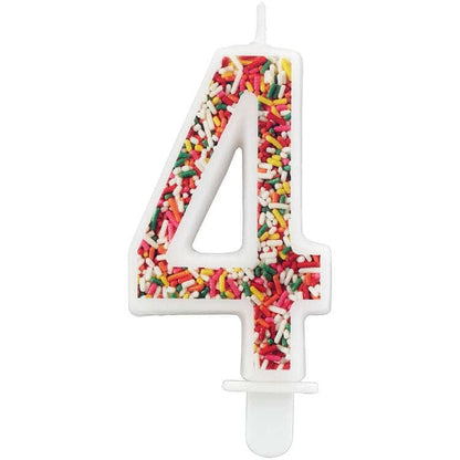 Sprinkle on the Birthday Fun Number 4 Birthday Candle - Shelburne Country Store