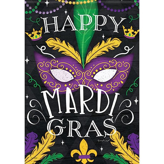 Beads and Feathers Mardi Gras Durasoft Flag - 12" x 18" - Shelburne Country Store