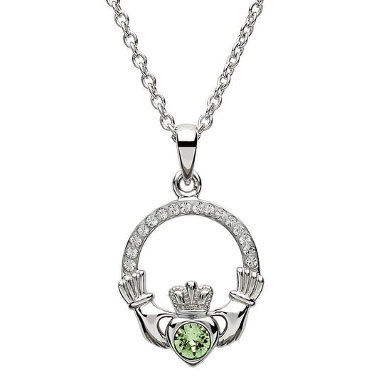 August Claddagh Birthstone Necklace with Swarovski Crystals - Shelburne Country Store