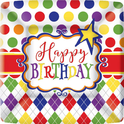 Birthday Party Fun Square Dessert Plate - Shelburne Country Store