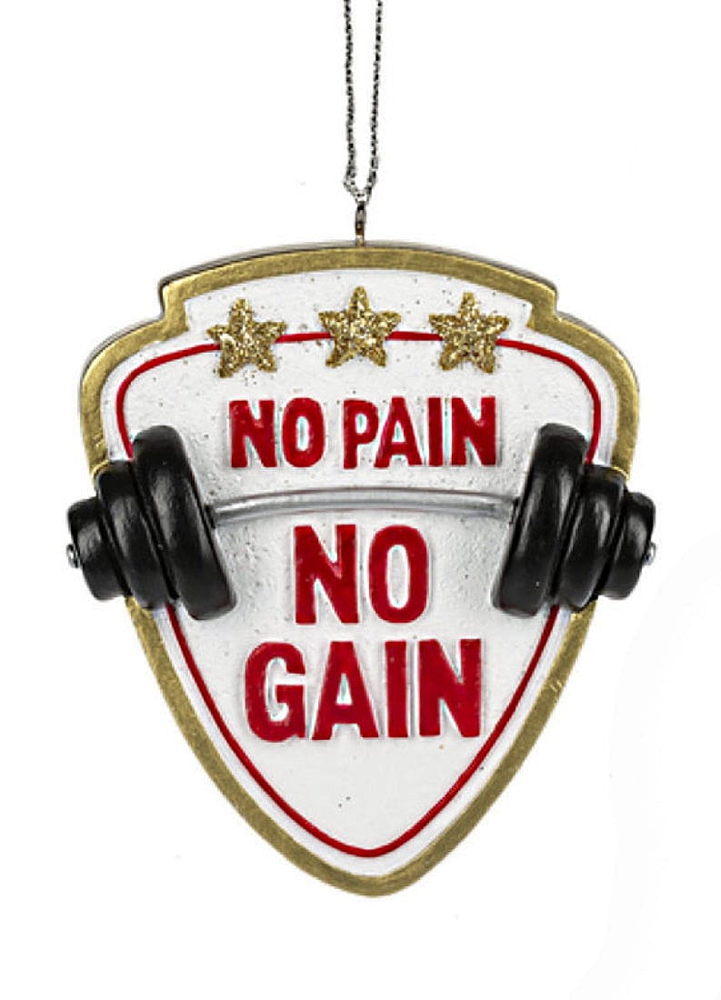Weight Lifting Equipment Ornament -  No Pain No Gain - Shelburne Country Store