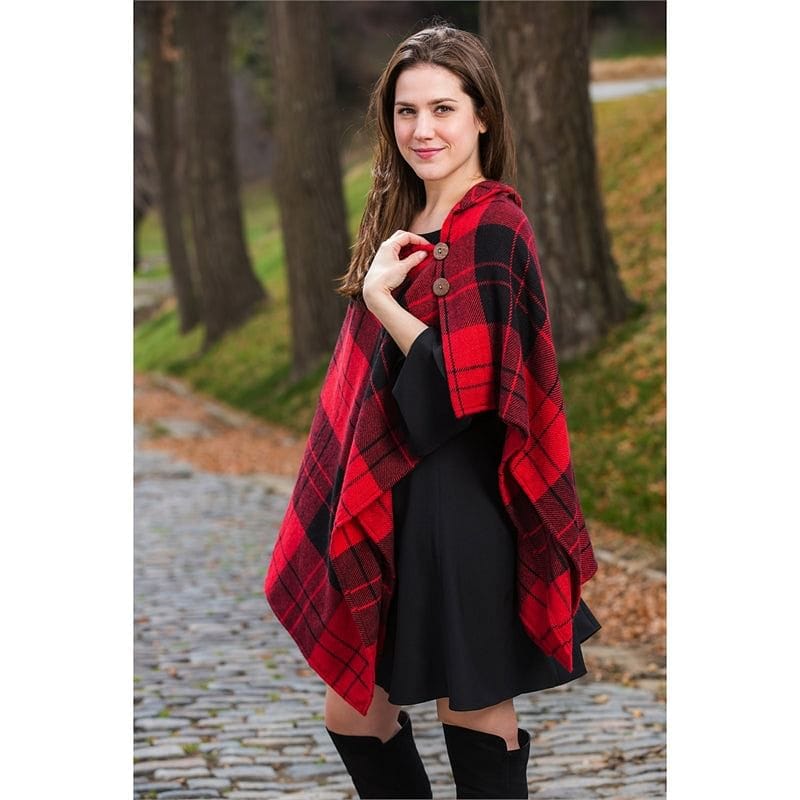 Acrylic Check Plaid Poncho - Shelburne Country Store