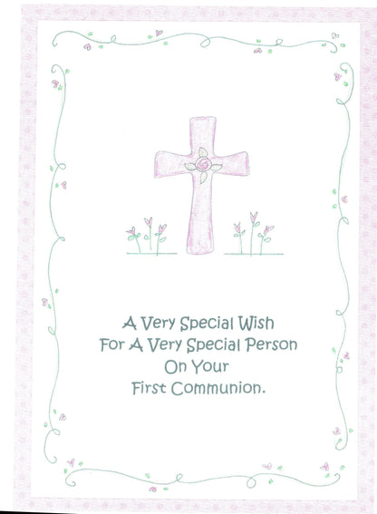 Pink Cross First Communion Card - Shelburne Country Store