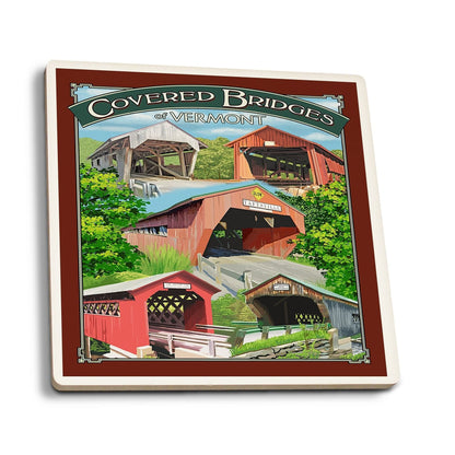 Ceramic Coaster - Bridges of Vermont Montage - Shelburne Country Store