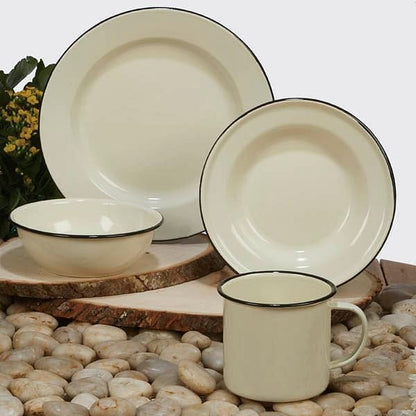 Enamel On Steel Dinnerware in Cream - - Shelburne Country Store