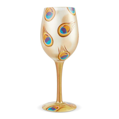 Wine Glass - Golden Peacock - Shelburne Country Store