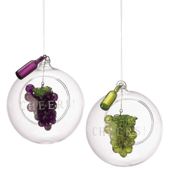 Wine Grapes Ball Ornament - White - Shelburne Country Store