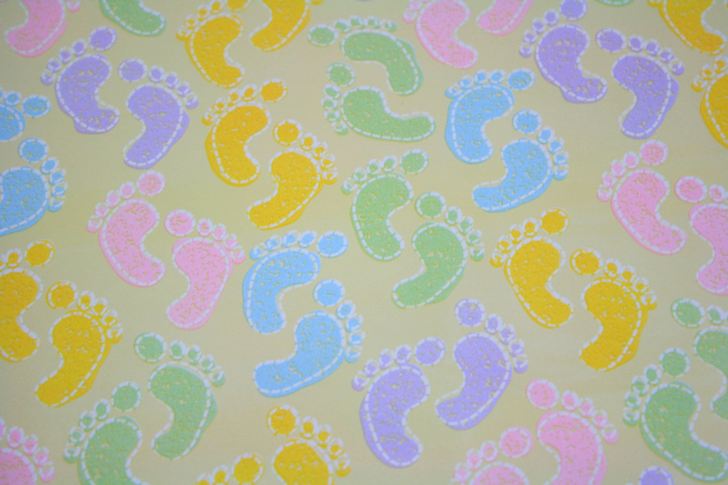 17.5 square Feet Everyday Roll Wrap - Pastel Footprints - Shelburne Country Store