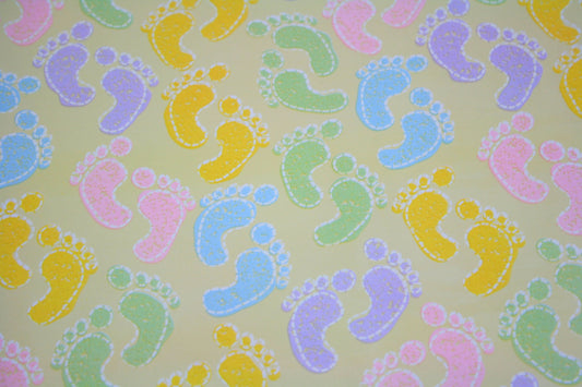 17.5 square Feet Everyday Roll Wrap - Pastel Footprints - Shelburne Country Store