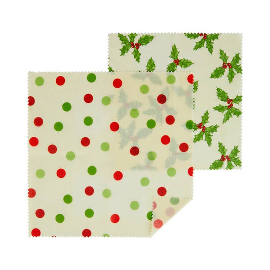 Christmas Holly Beeswax Food Wraps - 2 Pack - Shelburne Country Store