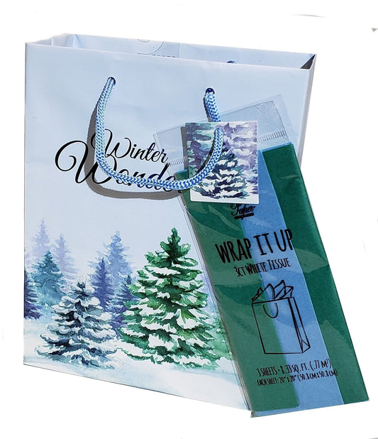 Traditional Gift Bag With Matching Tissue - Medium - Winter Wonderland - Shelburne Country Store