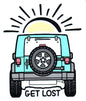 Get Lost Teal Jeep Driving Towards Sun Sticker - Shelburne Country Store