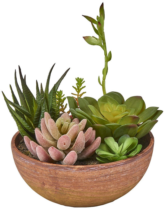 8" Faux Succulent Plants in Round Ceramic Pot - Shelburne Country Store