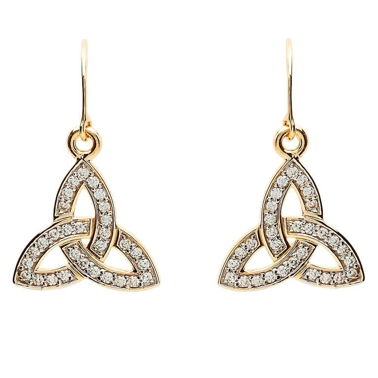 Pave Set Trinity Knot Earrings 10K Gold - Shelburne Country Store