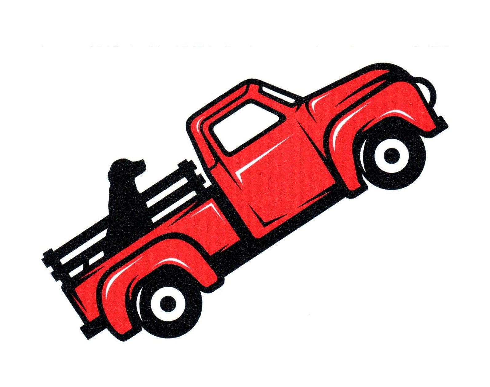 Red Pickup Truck with Dog Sticker - Shelburne Country Store