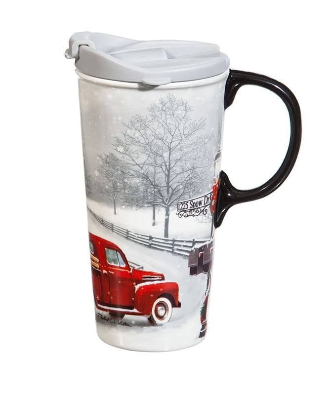 Ceramic Travel Cup w/Box, 17 oz - Winter Truck - Shelburne Country Store