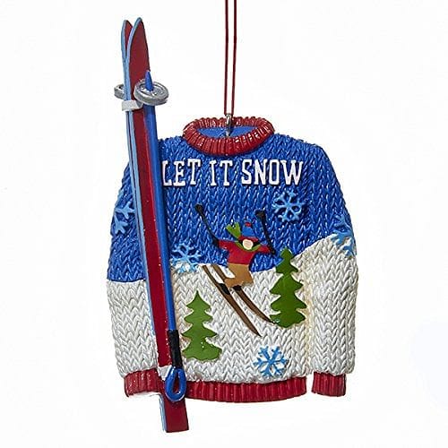 Let It Snow Sweater And Skis Resin Christmas Ornament - Shelburne Country Store
