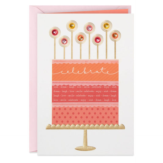 Celebrate Coral Cake Birthday Card - Shelburne Country Store