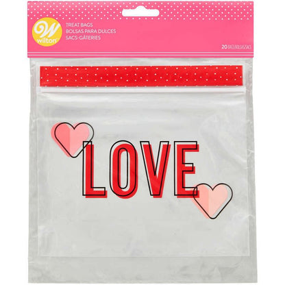 Clear “LOVE" and Hearts Valentine's Day Resealable Treat Bags - 20 Count - Shelburne Country Store
