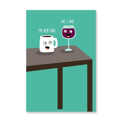 Coffee and Wine Fighting Birthday Card - Shelburne Country Store