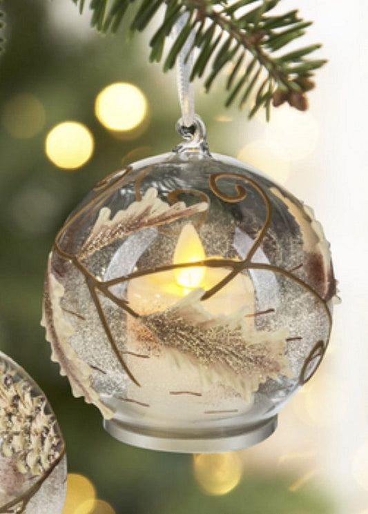 LED Lit Ball Ornament -  Leaves - Shelburne Country Store