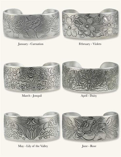 Pewter Flower of the Month Bracelet - - Shelburne Country Store