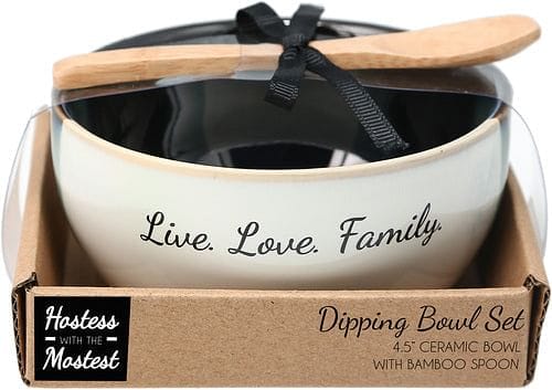 Ceramic Bowl with Bamboo Spoon - Live. Love. Family. - Shelburne Country Store