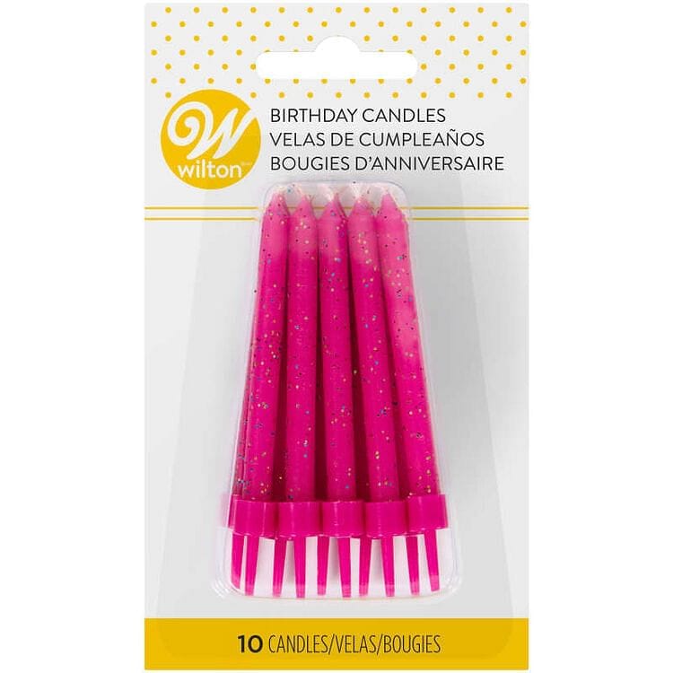 Pink Glitter Birthday Candles - 10 Count - Shelburne Country Store
