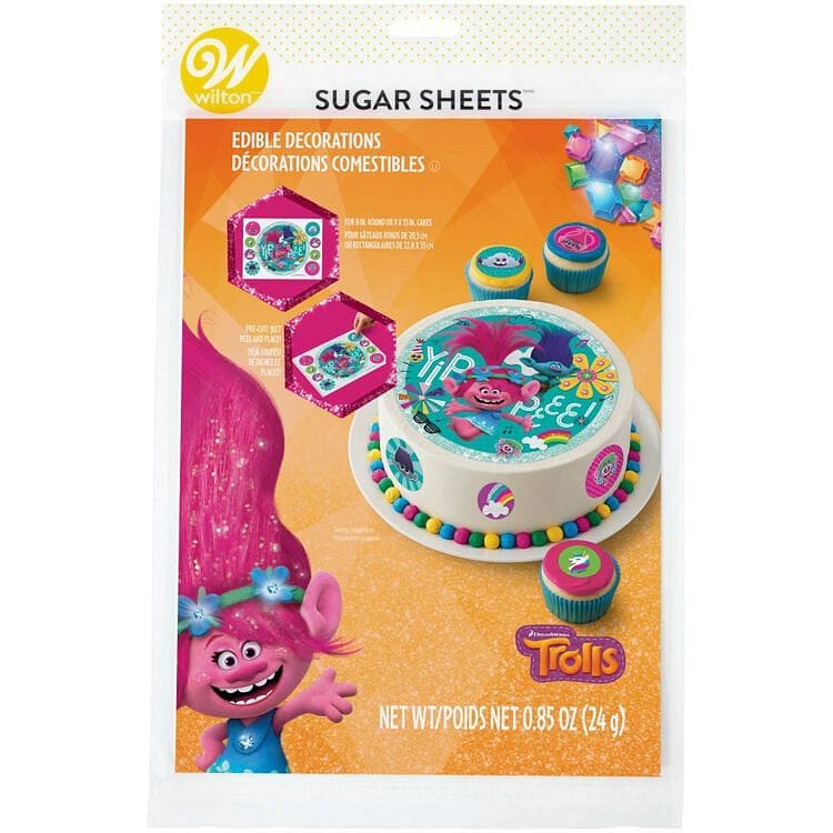 Trolls Sugar Sheets Edible Decorations - Shelburne Country Store