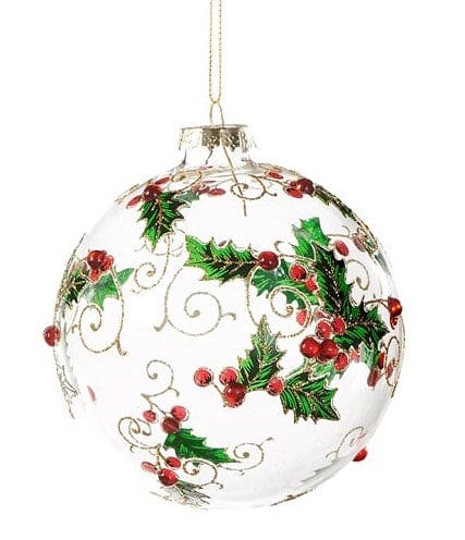 Glass Ornament With Mistletoe - - Shelburne Country Store