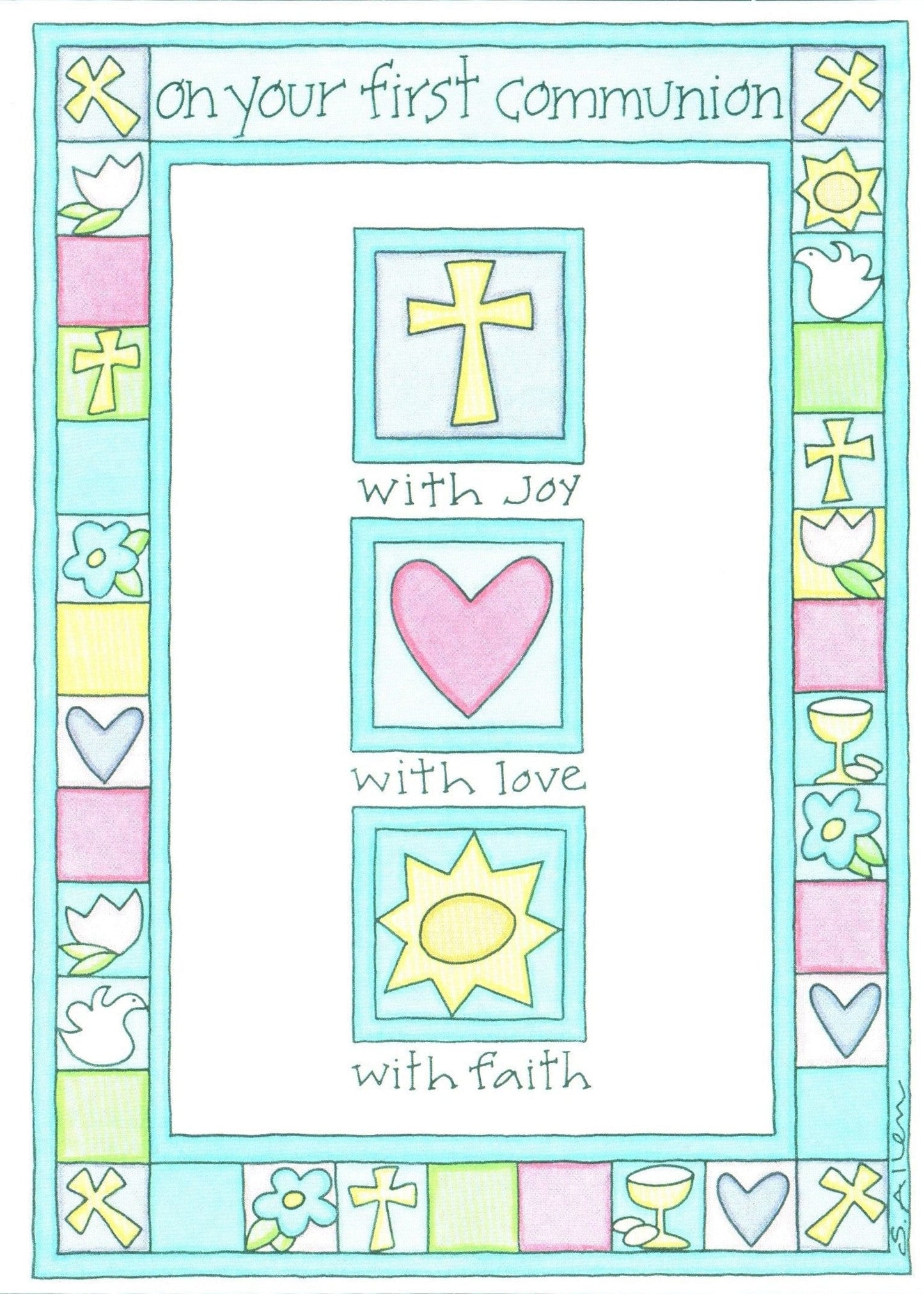 With Joy Love and Faith Communion Card - Shelburne Country Store