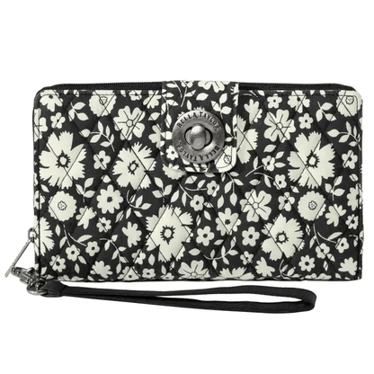 Bicolor Floral Black RFID Cash System Wallet - Shelburne Country Store