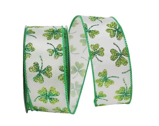 Ribbon - Glitter Shamrock Clover Wired Ed - Shelburne Country Store