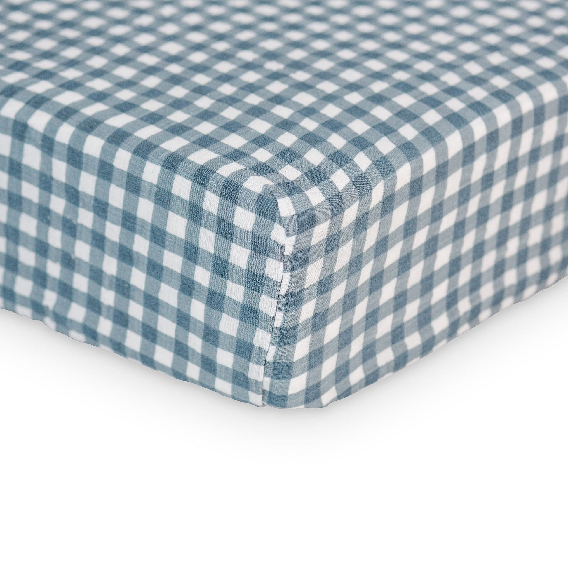 Lulujo Crib Sheet - Navy Gingham - Shelburne Country Store