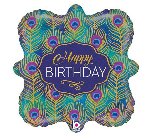 Happy Birthday Peacock Glitter Balloon - Shelburne Country Store