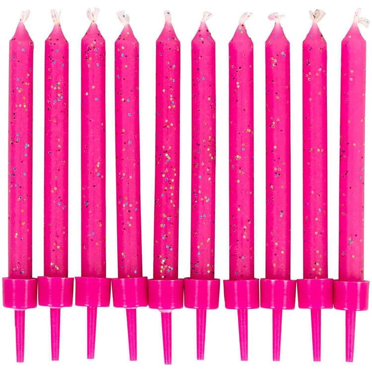 Pink Glitter Birthday Candles - 10 Count - Shelburne Country Store