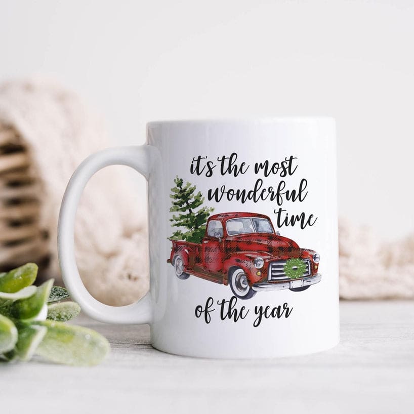 Christmas Red Truck Ceramic Mug - 11oz - Shelburne Country Store