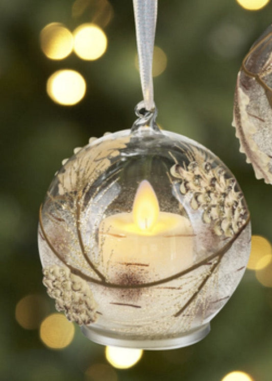 LED Lit Ball Ornament -  Pinecones - Shelburne Country Store