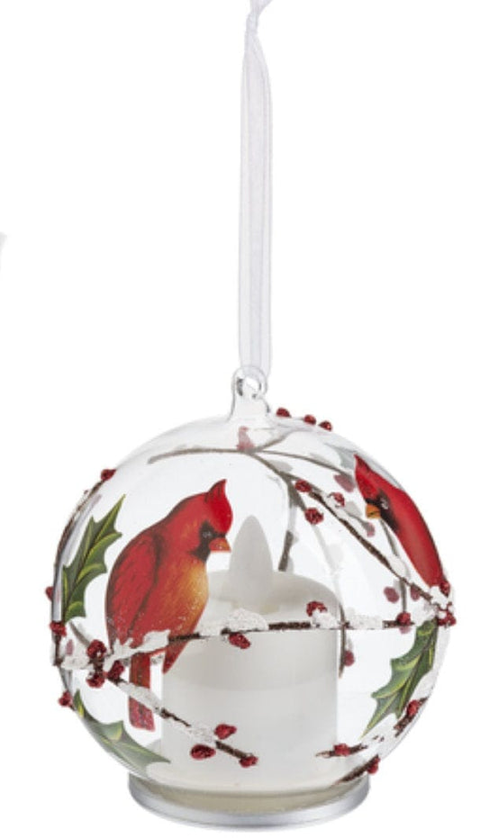 LED Lit Cardinal Ball Ornament -  Style 2 - Shelburne Country Store