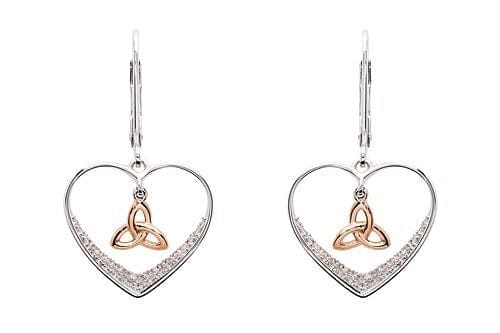 Sterling Silver Rose Gold Plate Trinity Drop Earrings - Shelburne Country Store