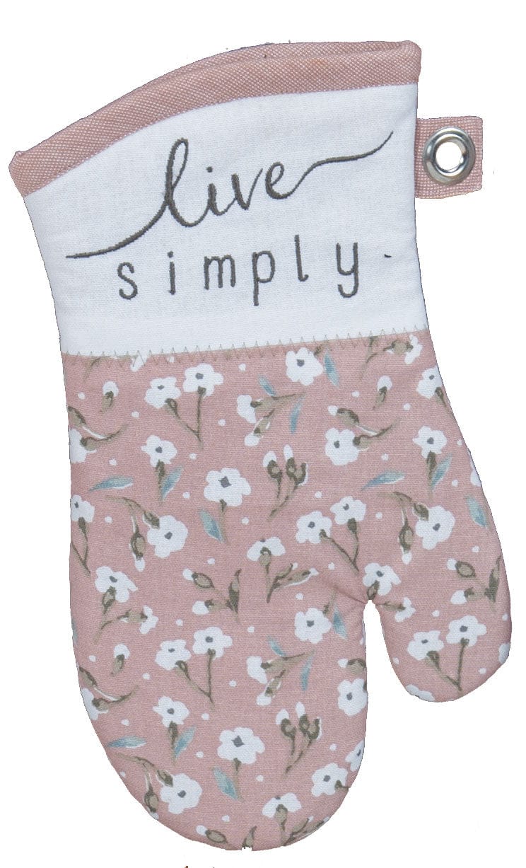 Handmade Live Simply Blush Embr. Oven Mitt - Shelburne Country Store